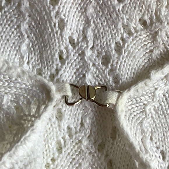 Sweater w matching under sheer crocheted look white size Med versatile light - Picture 4 of 7